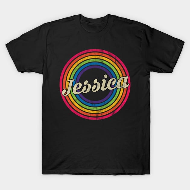 Jessica - Retro Rainbow Faded-Style T-Shirt by MaydenArt